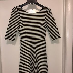 Pixley Black & White Striped Fit and Flare Dress